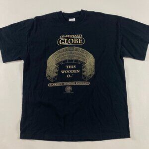 Vintage 90s Shakespeare's Globe T Shirt Men's XL Black Screen Stars Shakespeare